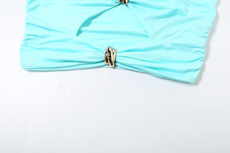 Naisten vaatteet kesällä uusi ontto selkämys putkitoppi korkea vyötärö yksivärinen halkiohamepuku naisille_voghion.com