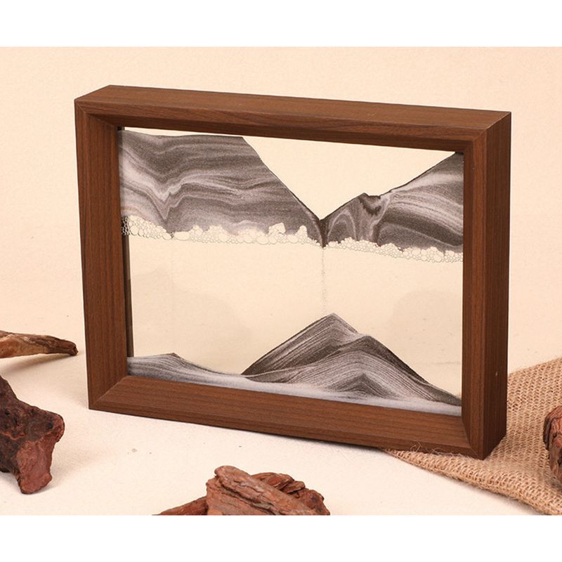 Modern Minimalist Hourglass Square Flowing Sand Painting Living Room Wooden Frame Decoration Home Ornament Creative Gift_voghion.com