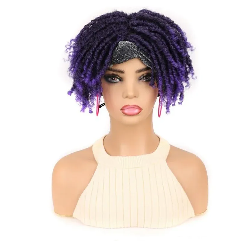 Ombre Sintético Nu Locs Trançando Cabelo Perucas Curto Dreadlock Encaracolado Headband Peruca Para Mulheres Deusa Macia Locs Headband Perucas_voghion.com