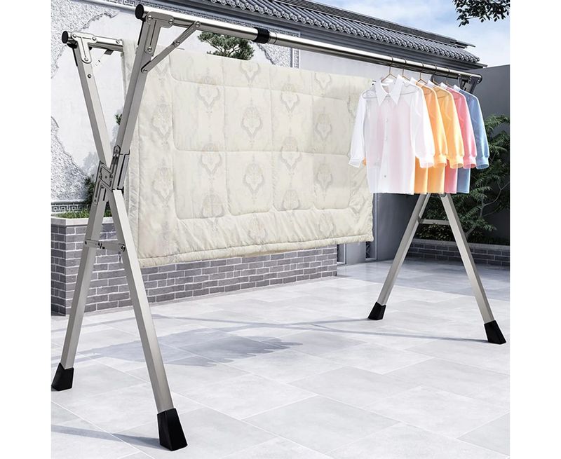 SOGA 2m Portable Standing Clothes Drying Rack Foldable Space-Saving Laundry Holder Indoor Outdoor_voghion.com