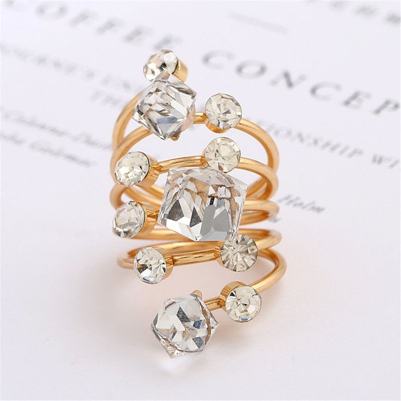 2025 Fashion Style Women's retro luxury diamond women's fashionable and colorful irregular shaped gemstone punk style pendant ring, Korean_voghion.com