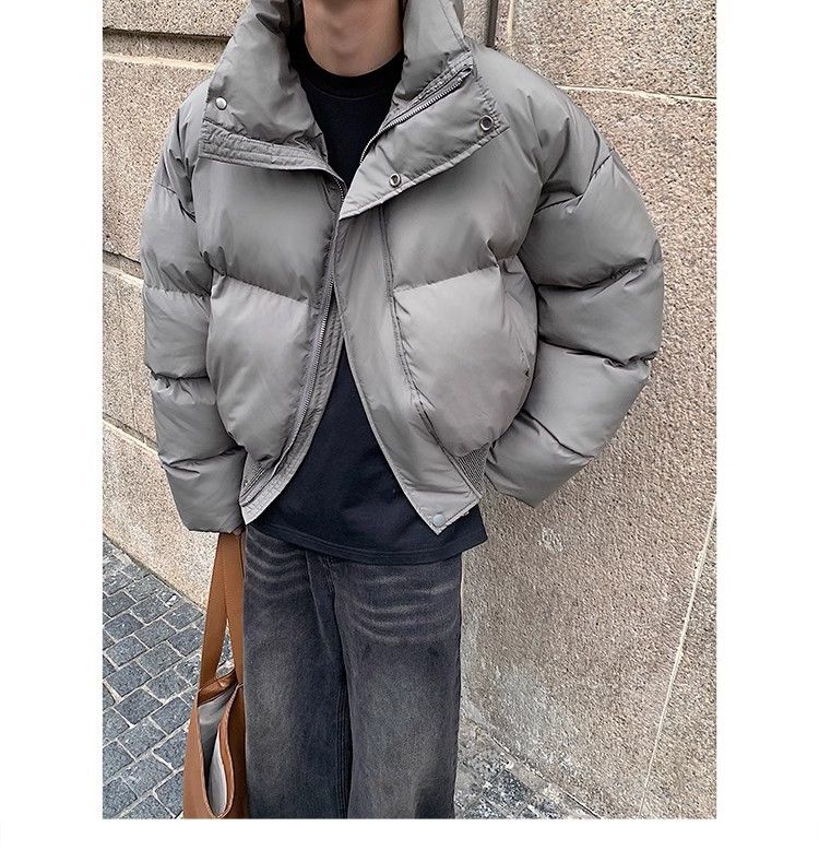 Abbigliamento maschile giacca corta in cotone con collo alto da uomo, giacca calda in cotone di alta qualità alla moda per autunno e inverno, cappotto in cotone nero_voghion.com