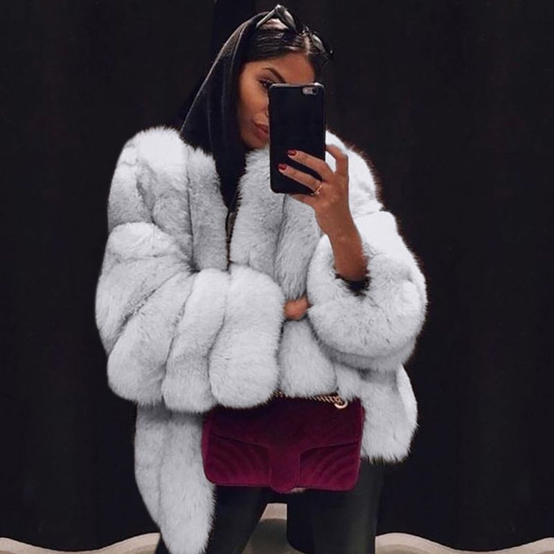 Damen Kleeder Wanter Fraen waarm niddereg Schlëssel Luxus Ronn Hals schlank Cardigan laang Ärmel Plüsch modesch temperament Fraen Mantel_voghion.com