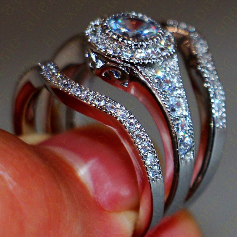 Trendy Jewelry New Three-Piece Combination Women's Couple Ring Set_voghion.com