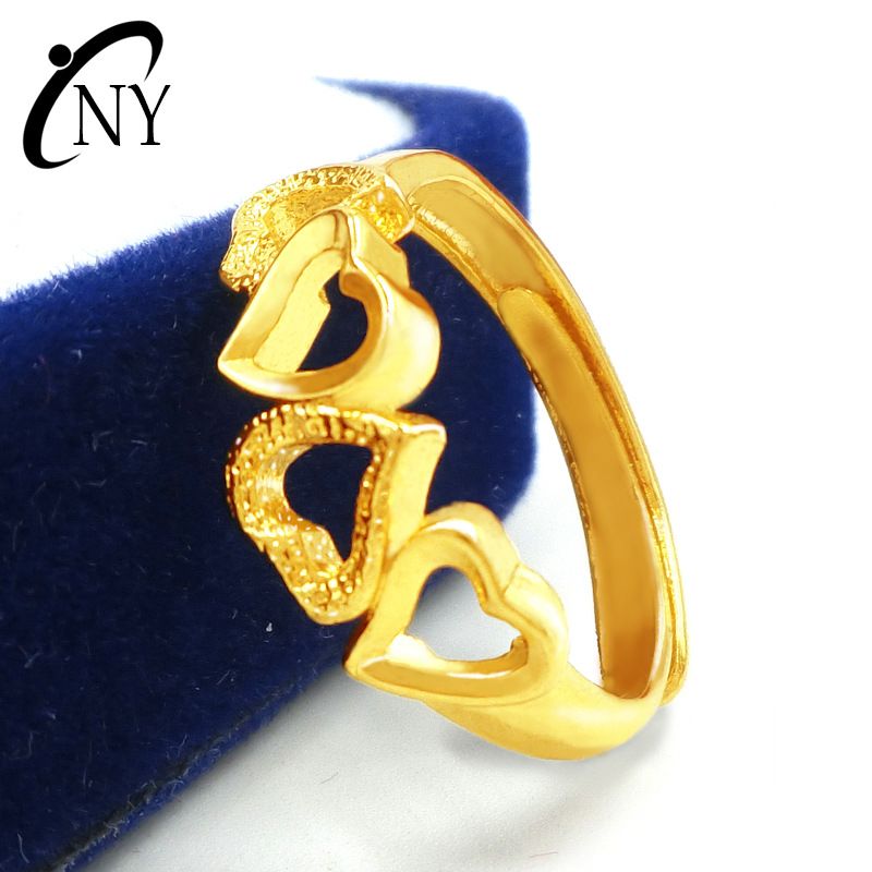 Brass Jewelry Women, Hollowed Out Connected And Open Mouth, Four Heart Ring For Women_voghion.com