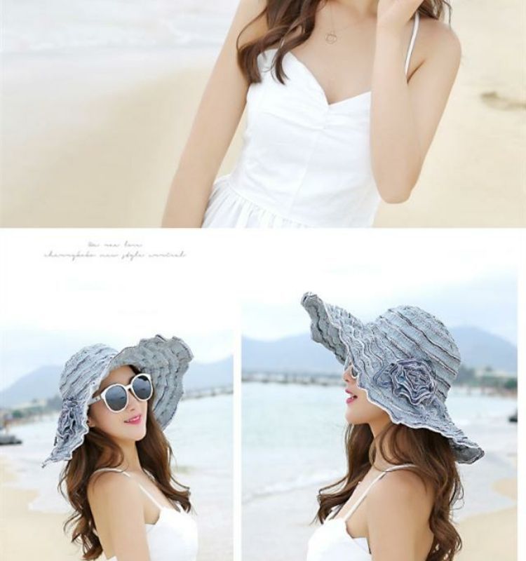 Women Summer Sun Travel UV Protection Foldable Adjustable Wide Brim Hat For Beach_voghion.com
