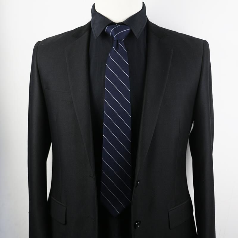 Cravatta da uomo formale, professionale, da 7,5 cm, a quadri grigi, a righe blu, basic, versatile, casual per studenti_voghion.com