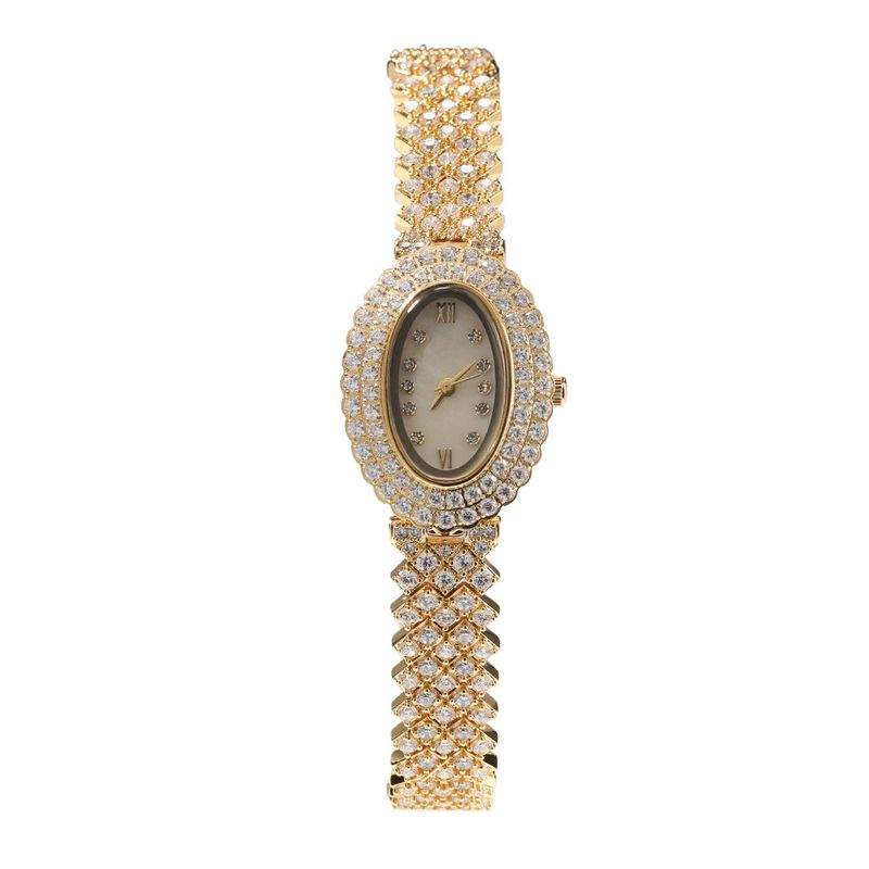 Mode Casual Dameshorloge Licht Luxe Niche Ovale Wijzerplaat Ingelegd Zirkoon Quartz Horloge_voghion.com