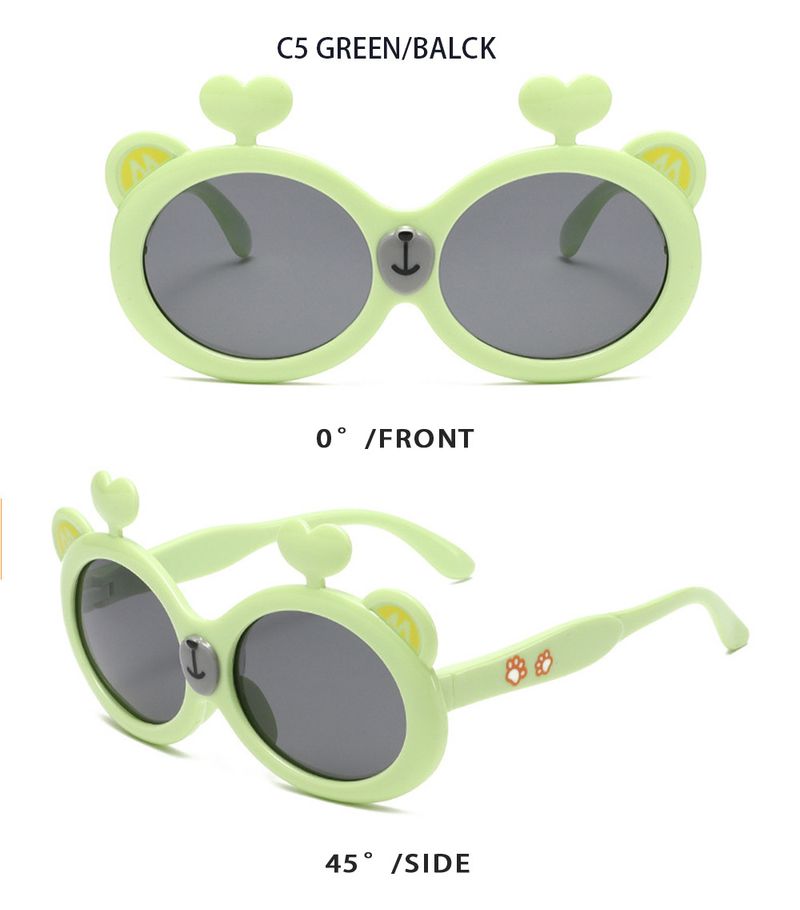 Weiche Silikon-Sonnenbrille für Kinder – Cartoon-Bär, UV-Schutz, polarisiert (kleiner Rahmen, reise- und fotofreundlich)_voghion.com
