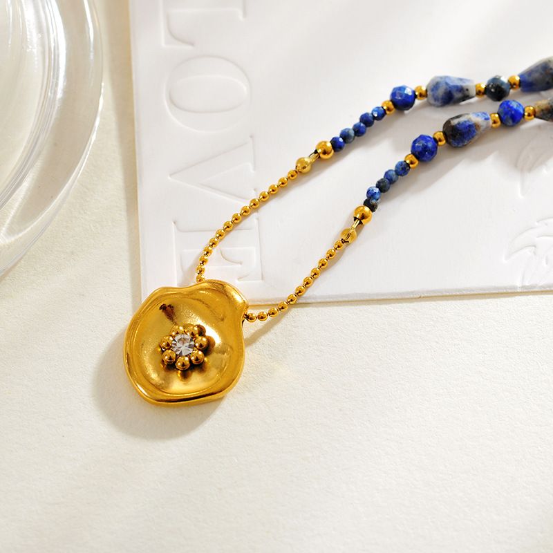 Collana con perline di lapislazzuli naturali, nuova, stile cinese, di alta qualità, con catena per maglioni, stile retrò, tormalina, accessori in pietra naturale per autunno e inverno, per donne._voghion.com