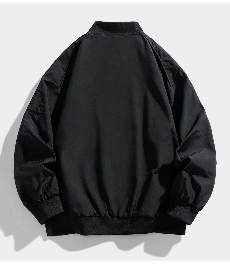 Men's Military Aviator Jacket – Slim-Fit Bomber Coat With Stand Collar (M-3XL, Black/Army Green) – Lightweight Windbreaker_voghion.com