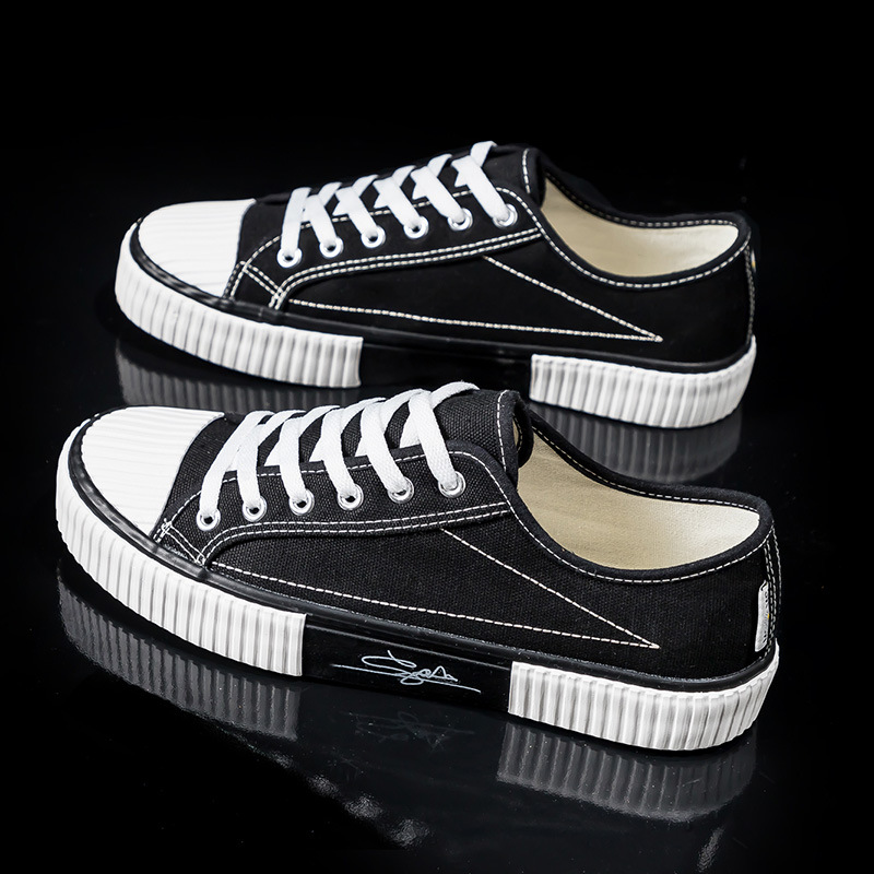 Canvas Men's Biscuit Shoes, 2025 Autumn New Korean Version Versatile Harajuku Ulzzang Breathable Student Ins Board Shoes_voghion.com