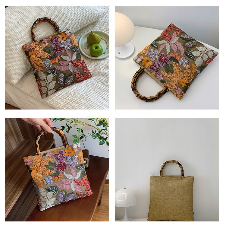 Nuova borsa a mano con nodo in bambù, borsa da sera alla moda con ricami pesanti e paillettes colorate di alta qualità da donna_voghion.com