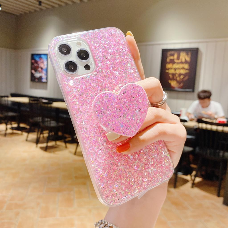 Za Xiaomi Redmi Note 10 Pro 9 8 7 Pro 10S 9S 9A 9C Case Glitter Heart bracket Cover Xiaomi Poco X3 F2 M3 Pro F3 Mi 11 L_voghion.com