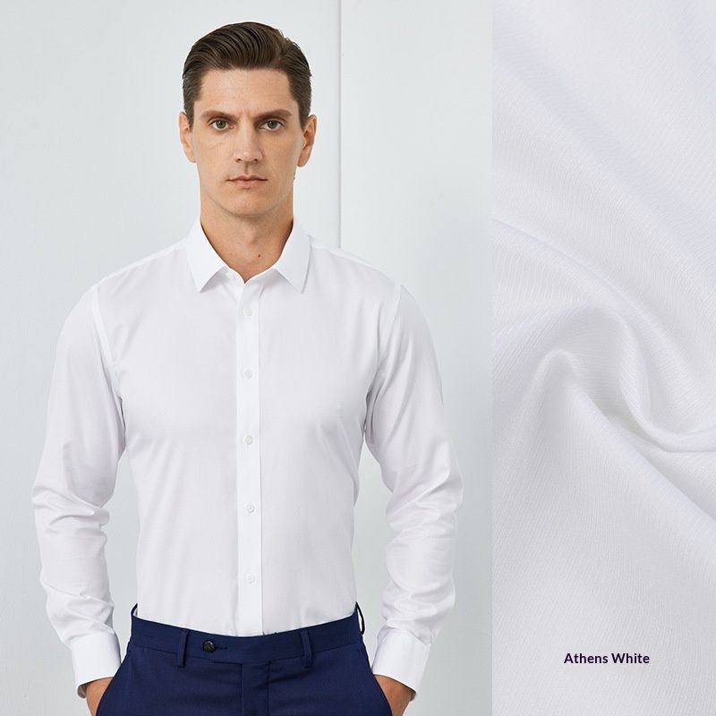 Hue Hue Hue 200-Count Non-Iron High-End Business Professional Formal Long Sleeve For Men Premium White Shirt Pure Cotton_voghion.com