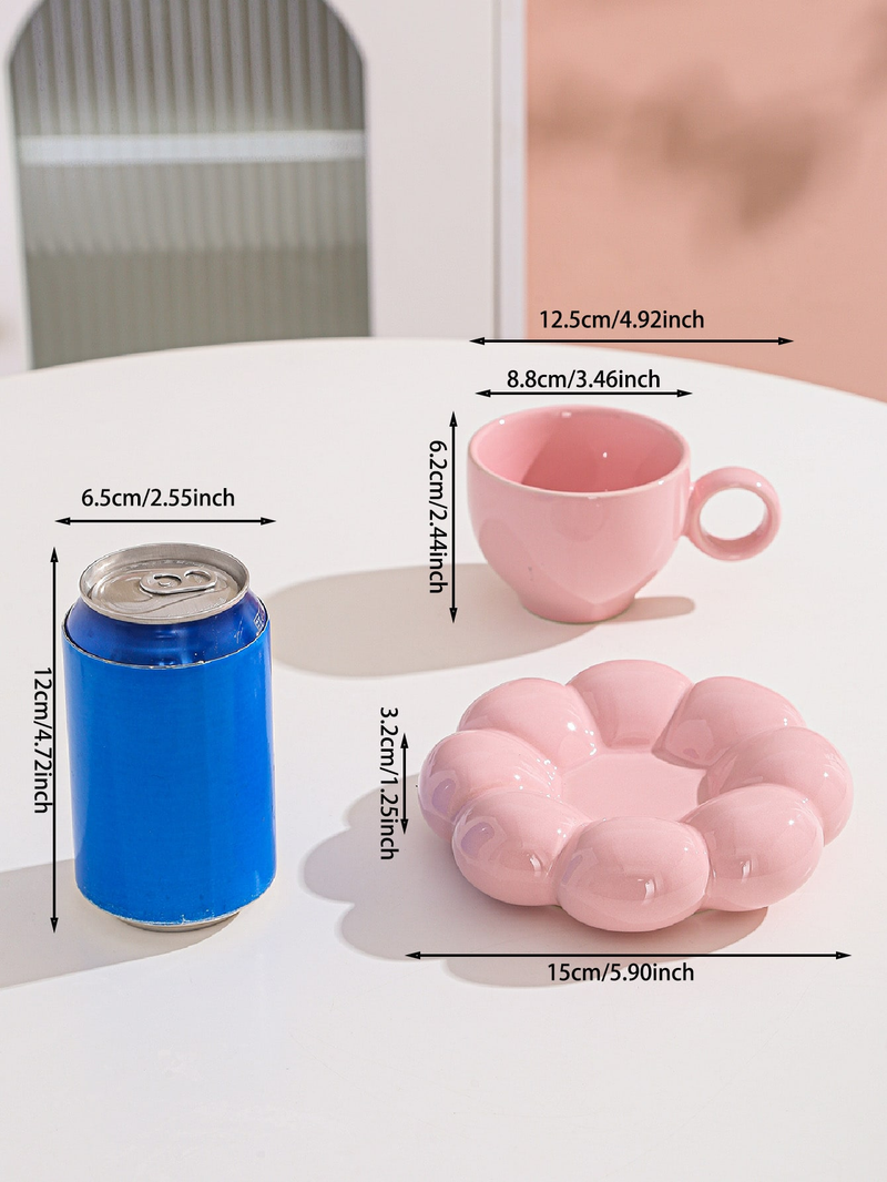 Nordic Ins Mug Kahve Kupaları Yüksek Estetik Değere Sahip, Ayçiçeği Kahve Seramik Kupalar ve Tabaklar, Ev Kullanımı İçin Tabak Başına Bir Fincan_voghion.com