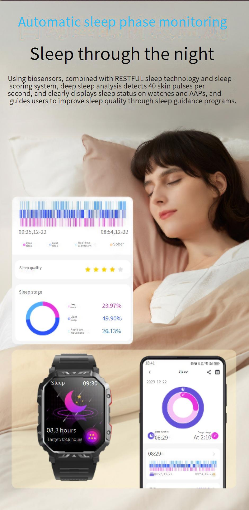 F307 Outdoor Triple Proof Smart Watch Bluetooth Chiamata Cardiofrequenzimetro Braccialetto Sportivo 2.1 Pollici Glicemia Non Invasiva_voghion.com