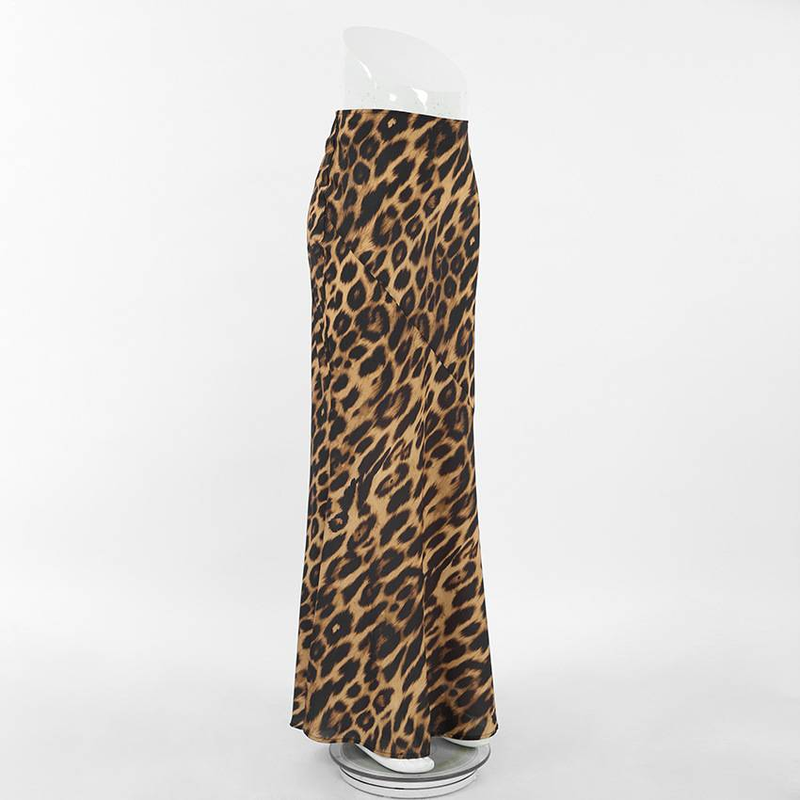 Gonna midi con stampa leopardata 2024, gonne lunghe a vita alta per donna, gonna in raso vintage da strada, gonne estive eleganti da donna_voghion.com