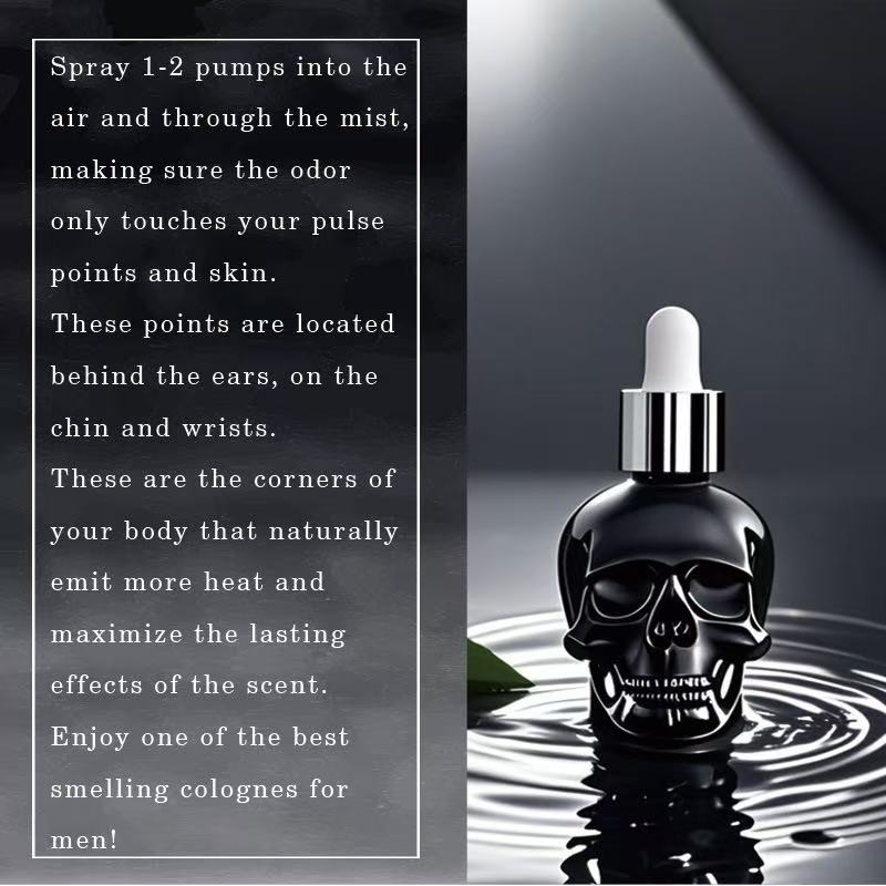 Profumo per uomo con olio da barba a forma di teschio, flacone da 10 ml_voghion.com