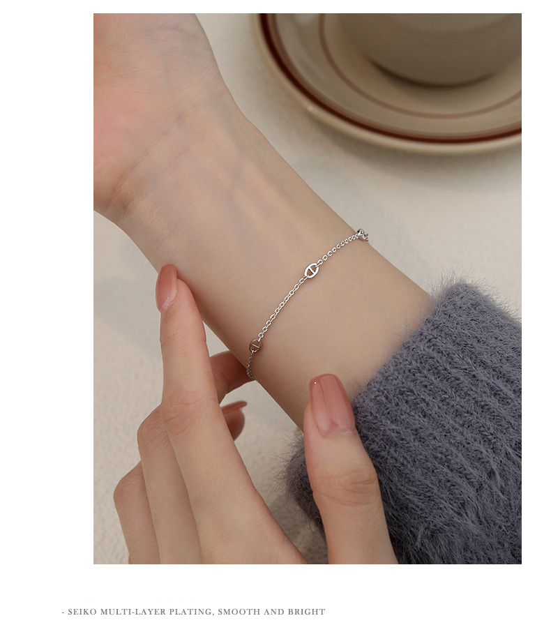 Bracciale da donna leggero e lussuoso con naso di maiale, in argento Sterling S999, versatile e minimalista._voghion.com