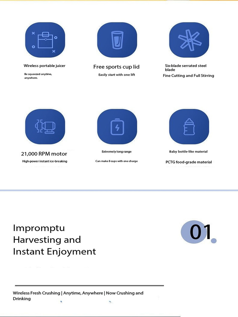 1pc Portable 2-In-1 Blender; 400ml,Juicer With Dual Cup Design, Stainless Steel Blades, USB Rechargeable_voghion.com