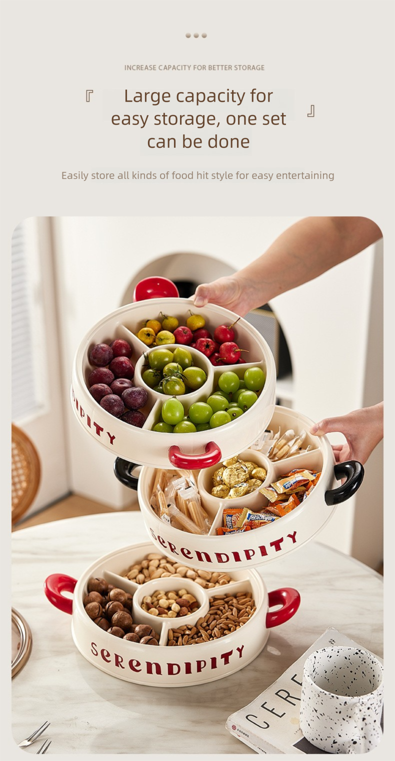 Creative Bowknot Dried Fruit Tray, Household Living Room Divided Lattice With Lid Candy Box, Ins Style Snack Display Plate, Fruit Plate._voghion.com