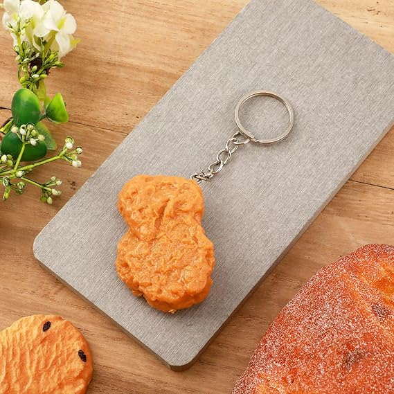 Simulated Chicken Block Keychain, Creative Food Imitation Keychain, Fun And Cute Fried Chicken Gold Nugget Keychain Suitable For Suitcases, Handbags_voghion.com