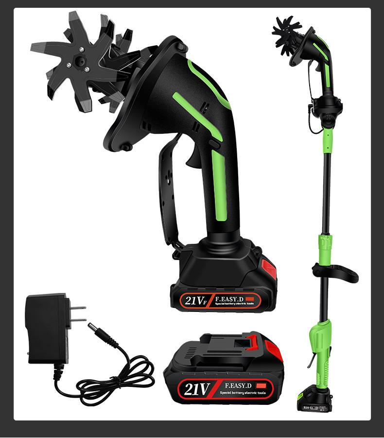 Cordless Electric Cultivator - Lightweight 0.6kg Handheld Tiller For Gardening, Weeding & Soil Loosening With 550W Motor & Detachable Tines_voghion.com