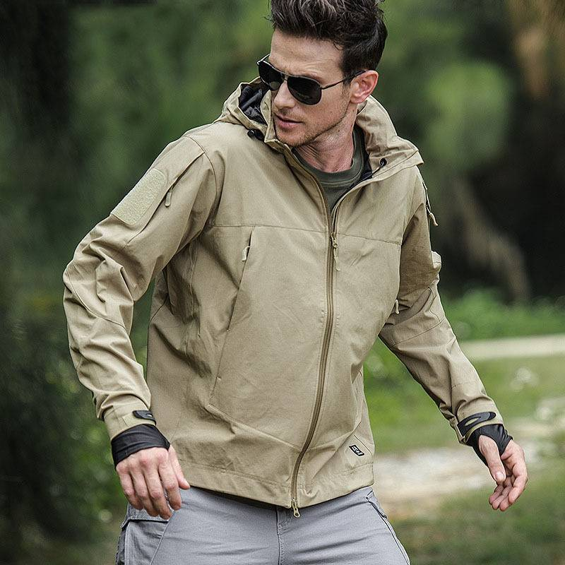 Urban Tactical Softshell Jacket - Lightweight Waterproof Windbreaker For Hiking/Skiing/Commuting (Grey/Black/Khaki/Olive)_voghion.com