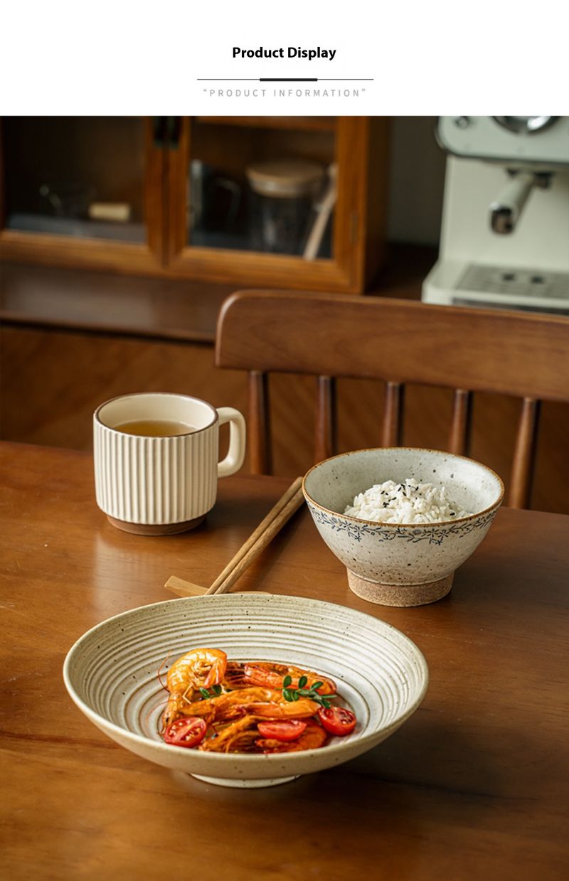 5" Floral Stoneware Pasta Bowl – Handcrafted Ceramic Rice & Dessert Bowl Set (Farmhouse Style, Microwave Safe, 3 Boho Patterns)_voghion.com