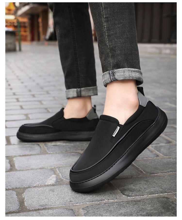 Summer Casual Breathable Cloth Versatile Solid Color Simple Soft Sole Slip-On Trendy Lazy Men's Shoes_voghion.com