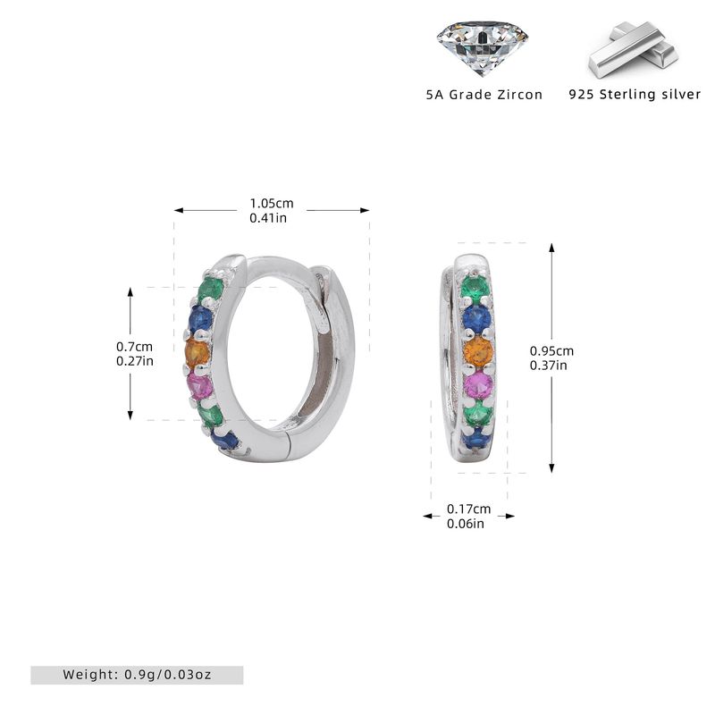 Orecchini a perno da donna in argento sterling S925 con zirconi colorati, orecchini a cerchio classici per cartilagine, design ipoallergenico ed elegante_voghion.com
