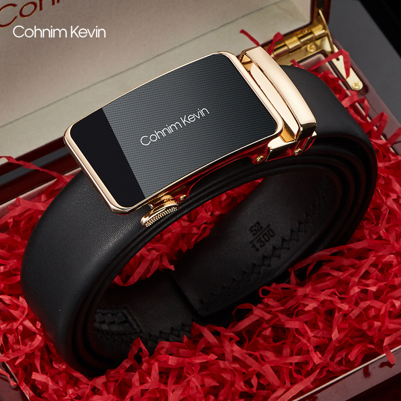 Cohnim Kevin's neuer Echtleder-Herren-Kuhgürtel mit automatischer Schnalle, Hosengürtel, Geschenk, lässig, vielseitig, Geschenk für Freund_voghion.com