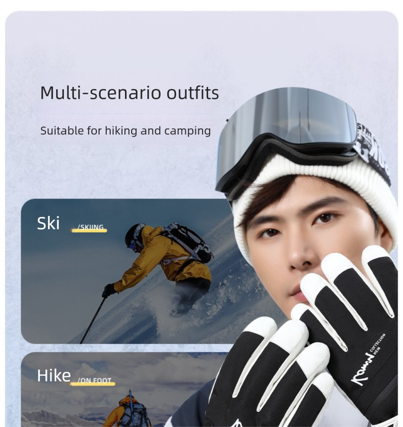 Guanti da sci invernali da uomo Northeast, foderati in pile, spessi, caldi e antifreddo, in cotone, impermeabili, per motocicletta elettrica_voghion.com