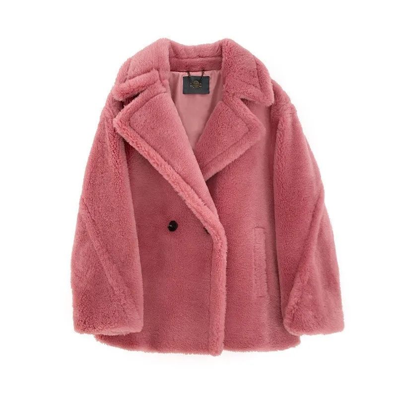 Damenbekleidung Pelz Lammwolle Mantel Winter Verdickter Kurzmantel_voghion.com