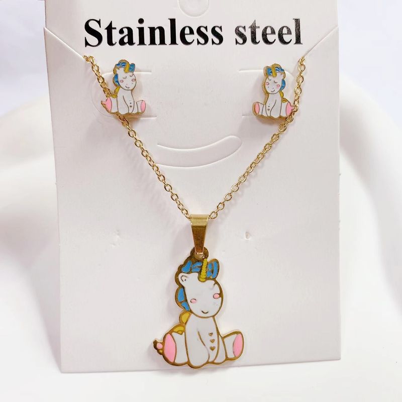Partihandel Smycken Söta Tecknade Titan Stål Örhängen Halsband_voghion.com