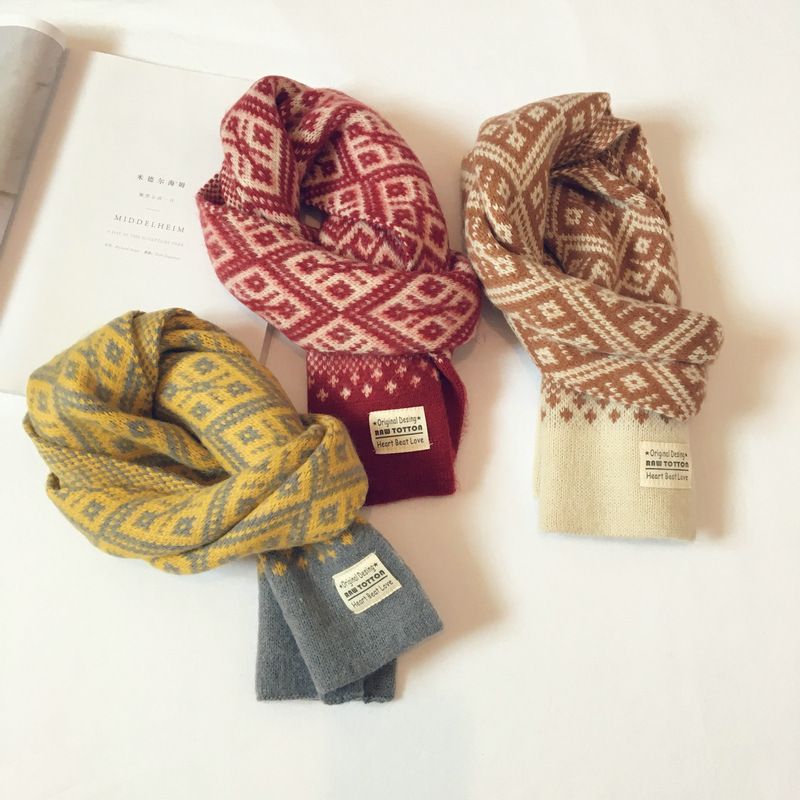 Südkorea Dongdaemun ins Schneeflocke Woolen für Kinder Herbst Winter Jungen und Mädchen Baby Gestrickte Schal Trend_voghion.com