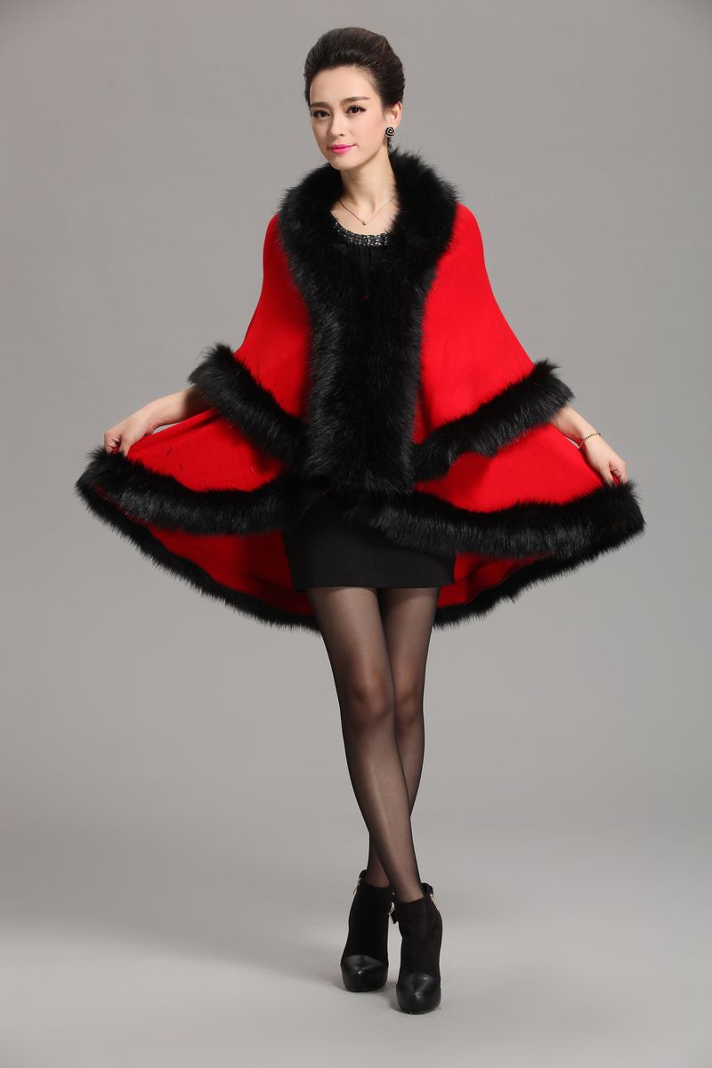 Wool cape cape women's large size knitted cardigan loose cape coat_voghion.com
