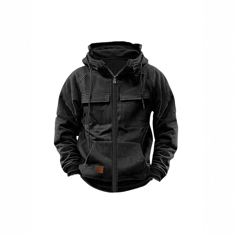 Sudadera tipo cárdigan deportivo informal con capucha y múltiples bolsillos para hombre, estilo europeo y americano, con envío directo de fábrica Forge._voghion.com