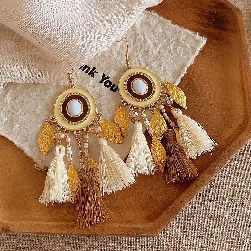 Resort Style Beach Large Flower Raffia High-End Light Luxury Starfish Studs Niche Elegant Earrings_voghion.com