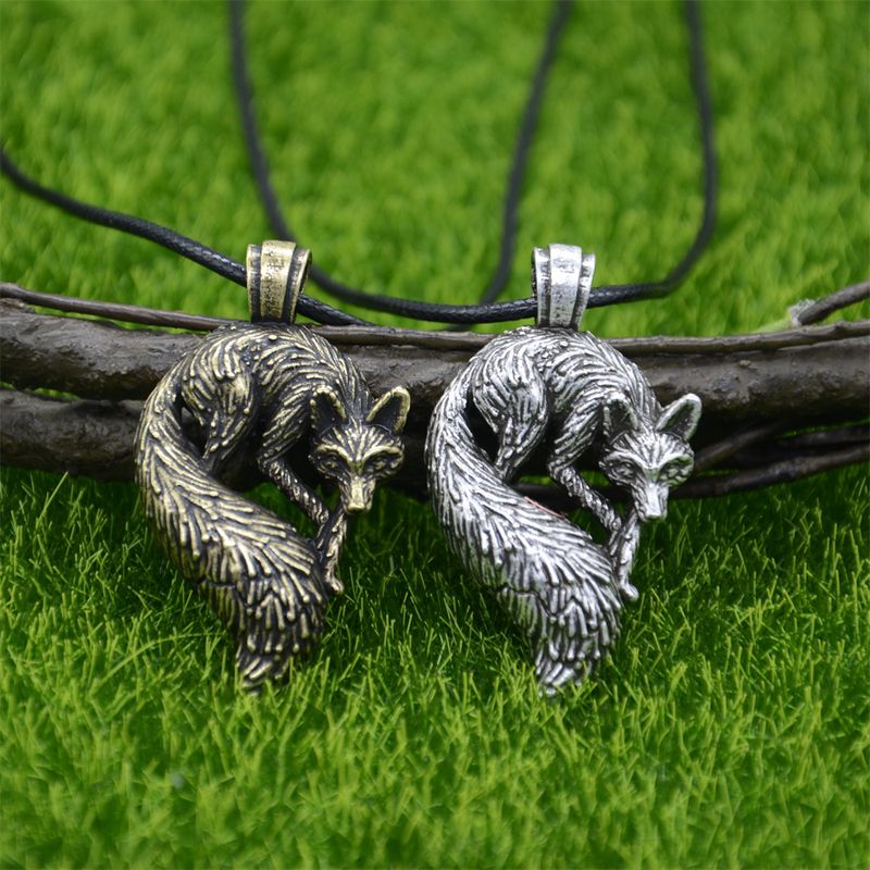 Collana con ciondolo a forma di volpe slava, pronta consegna, accessorio per uomo, stile vichingo, gioielli gotici_voghion.com