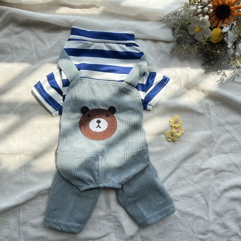 Dog Spring Autumn New Striped Four-Legged Clothes For Small And Medium Dogs Teddy Pomeranian_voghion.com