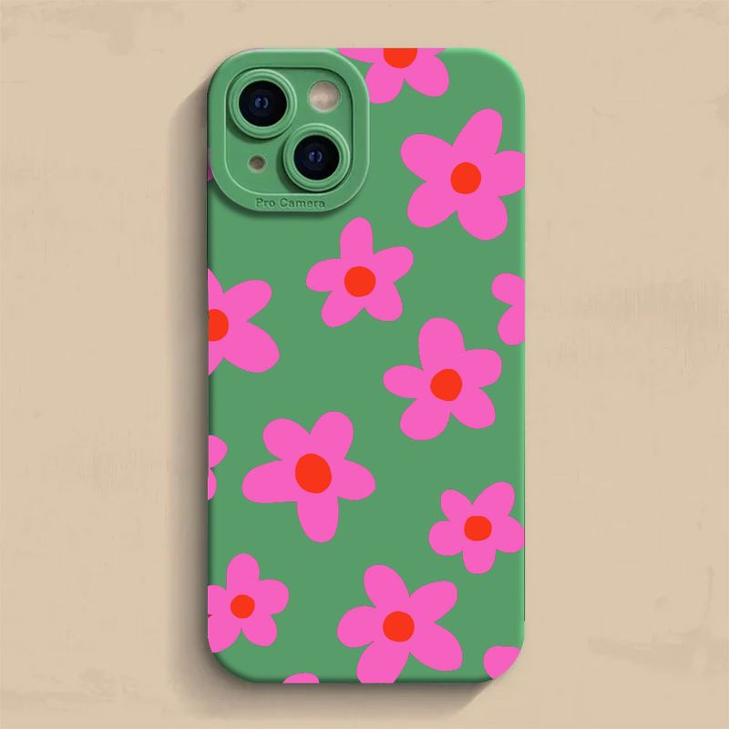 Summer Blue Large Flower Phone Case For iPhone 16 14 15 13 12 11 Pro Max X XR XS 7 8 15 Plus SE 2020 Shockproof Silicone Soft Cover_voghion.com