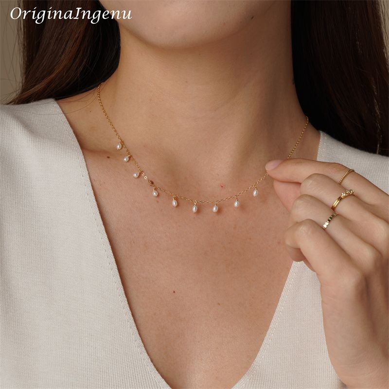 Fashion 14K Filled Natural Necklace Gold Choker Handmade Pendants Collier Femme Kolye Collares Boho Pearl Jewelry for Women_voghion.com