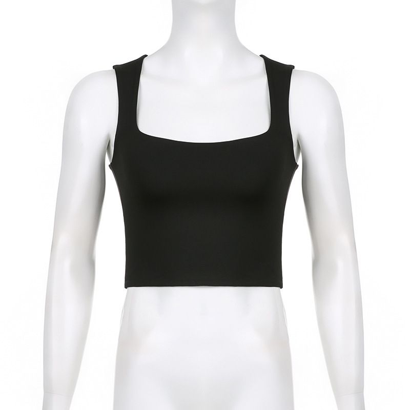 2024 Stil Chinesisches Neujahr Wo's Kleidung Straße Spicy Girl Fashion Square Neck Basic Slim Fit Ärmellose Weste für_voghion.com