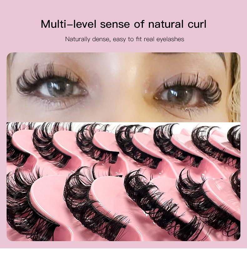Künstliche Wimpern 10 Paar große Rolle Naturfaser Curl Wimpern dick natürlich_voghion.com