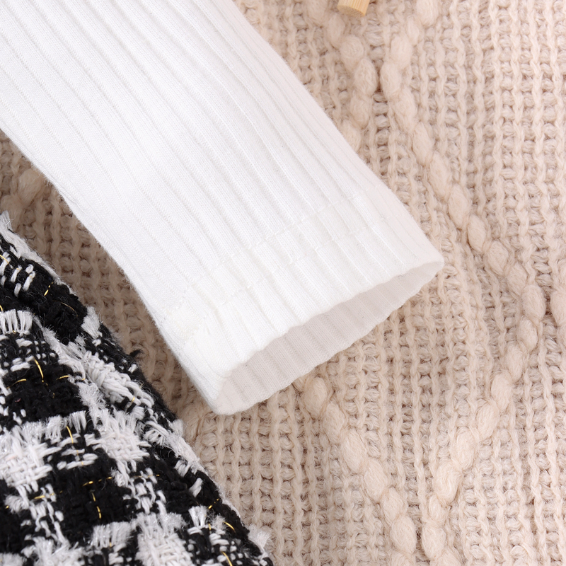 Abbigliamento per bambini piccolo vento profumato autunno inverno bambina gonna in pizzo a maniche lunghe in pizzo patchwork intrecciato abito con fiocco Ha_voghion.com