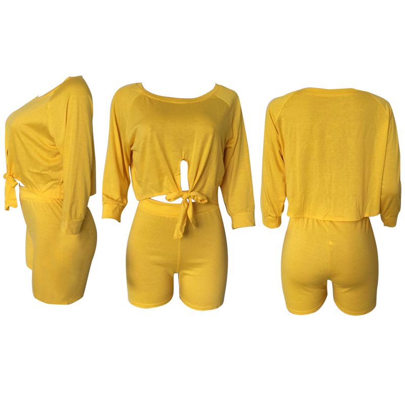 moda esclusiva, maniche scoperte, top che scopre l'ombelico, pantaloncini in due pezzi, abbigliamento da donna di vendita calda_voghion.com