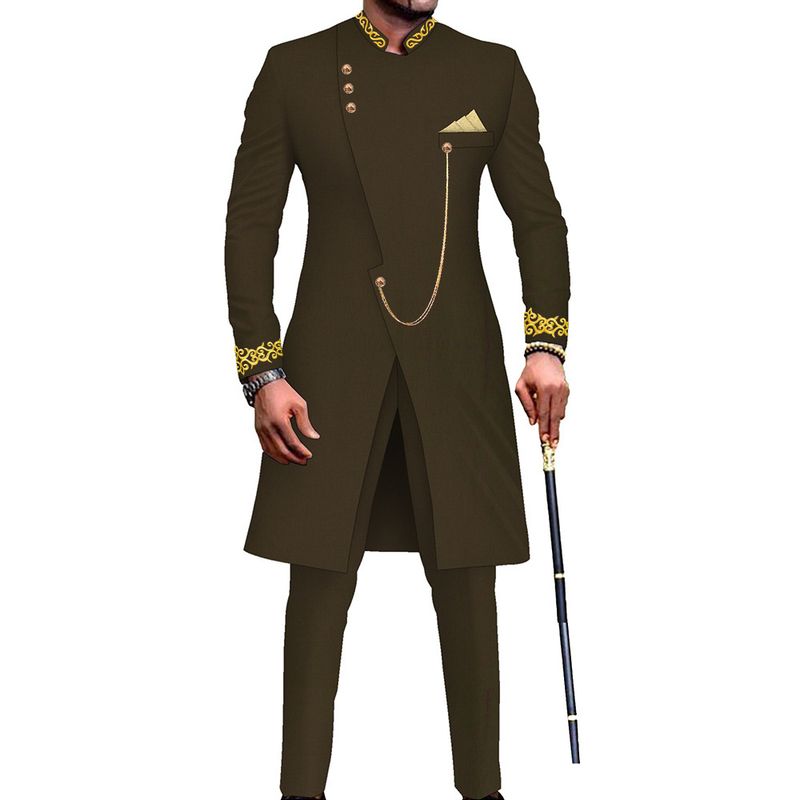 New Long Two-Piece Men's Set Banquet Formal Suit_voghion.com