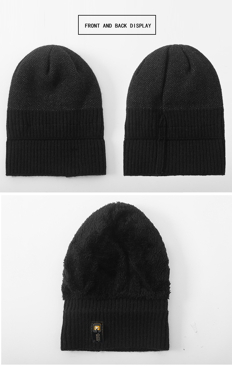 Winter hat plush knit hat autumn and winter wool hat winter hat letter label melon skin hat_voghion.com